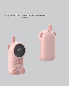Resim Şarjlı Bebek Telsizi Uzun Mesafe 22 Kanal Lcd Ekran Vox Modu 400 Mah 