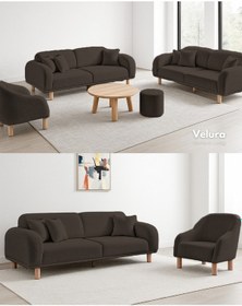 Resim Lara Koltuk Takımı & Oturma Grubu - Koyu Ceviz 3+3+1 Koyu Ceviz 