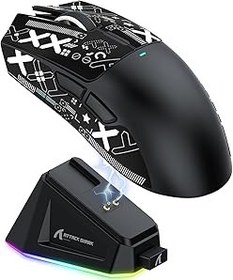 Resim ATTACK SHARK X11 Oyun Mouse'u, Manyetik Şarj Yuvası, PixArt PAW3311 Oyun Sensörü, BT/2.4G Kablosuz/Kablolu Fare Tutucu Bantlı Oyun Faresi, 22000 DPI Oyuncu Faresi Win11/Xbox/PS/Mac için (Siyah) 