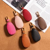 Resim 1/3 adet Mini Minimalist Düz Renkli Araba Anahtarları Saklama Çantası - Altın Tonlu Tokalı Hafif Sentetik Deri Anahtarlık, Kadınlar için Kompakt Cüzdan, Çok Renk Seçenekleri (Pembe, Kırmızı, Bej, Kahverengi, Siyah), Dokulu Yüzey 