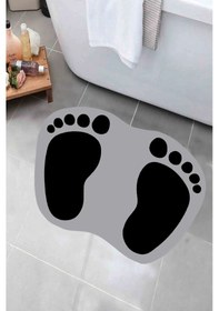 Resim Eco Concept Ayak İzi Kaymaz Taban Banyo Paspası Gri 