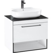 Resim Orka Knidos 90 Cm Mdf Beyaz Banyo Dolabı Alt Modül Ve Lavabo Beyaz 