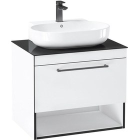 Resim Orka Knidos 90 Cm Mdf Beyaz Banyo Dolabı Alt Modül Ve Lavabo Beyaz 