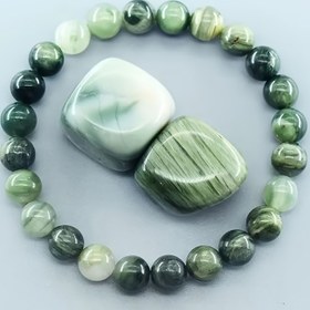 Resim 1 Adet Şık Boho Tarzı Doğal Serpantin Taşı Boncuklu Bileklik, Yeşil Değerli Taşlı Esnek Takı Günlük Kullanım & Hediye Verme İçin, Noel, Şükran Günü, Sevgililer Günü İçin İdeal, Günlük Kullanım Bilekliği|Doğadan İlham Alan Takı|Benzersiz Desenler 