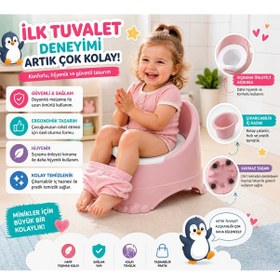 Resim Ergonomik Bebek Lazımlık Kaymaz Tabanlı, Çıkarılabilir Hazneli Eğitici Tuvalet 3+ Yaş Açık Pembe 