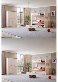 Resim Ranza, Zenit Yavrulu Genç Odası Takımı Ranza + Üç Kapaklı Dolap Beyaz 