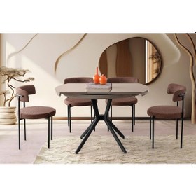 Resim Talin Masa, Rolls Metal Sandalye, Selenity, 120x70 Cappuccino 