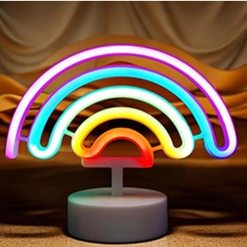 Resim Tahtakale Dünyası Gökkuşağı şeklinde neon masa lambası çocuk odası için neon gece lambası renkli oda lamba 