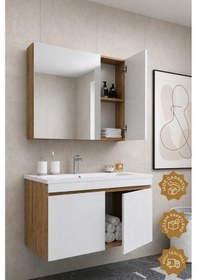 Resim Teta Home Tokyo 100 Cm Mdf Banyo Dolabı Seti Atlantik Çam - Beyaz 
