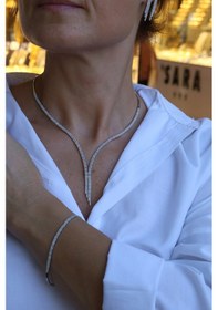 Resim 14 Ayar Beyaz Altın Zarif Sarkıt Su Yolu Set Tkm0813 Sarı Altın 