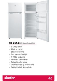Resim Simfer SR-2514 ÇİFT KAPILI BUZDOLABI 