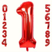 Resim 1 Adet 81.28cm Kırmızı Sayı Balonu Alüminyum Film - Doğum Günü, Düğün, Mezuniyet, Yılbaşı ve Noel Kutlamaları için İdeal, 14+ Yaş için Uygun 