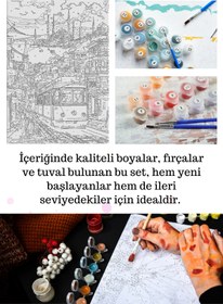 Resim Su'lepas Sayılarla Boyama Çerçeveli Hobi Seti Numaralı Tuval Fırça Boya Dahil Kasnaklı İSTANBUL 40X50 Cm 