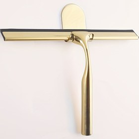 Resim Duş Camı Kazıyıcı, Çok Amaçlı Kancalı Kazıyıcı - Duş Kapıları, Pencereler, Aynalar ve Otomobil Camları İçin, Paslanmaz Çelik, 10 İnç (25 cm), Altın Renk 