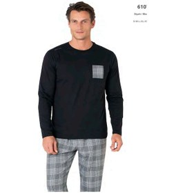 Resim Pierre Cardin 6107 Erkek Uzun Kollu Bisiklet Yaka Pijama Takımı-siyah-siyah-l Çok Renkli 