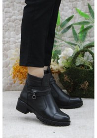 Resim Mehmet Mete 42836 Siyah Orijinal Hakiki Deri İçi Kürklü Kaymaz Taban Kadın Bot Siyah 