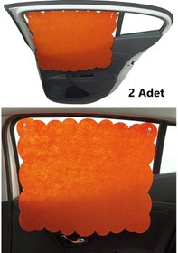 Resim Oto Güneşlik Perdesi Yan Cam Araç Perdesi Arka Koltuk Emzirme Örtüsü Turuncu Keçe Vantuzlu 2 Adet 