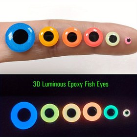 Resim 300 Adet Parlayan 3D Epoksi Balık Gözleri - 3mm-12mm Karışık Renkler (Yeşil, Mavi, Turuncu, Ateş Turuncusu, Açık Pembe, Kırmızı) Uçan Yemler, Tuzlu Su Sinekleri, Jig Yemi Yapımı İçin - Yüksek Kaliteli Koyu Işıklı Epoksi Gözlere Sahip Tutkal Destekli, Canlı Yem Vurguları 