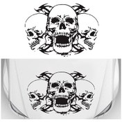 Resim Sones D-923 Üç Kafatası Desen Araba Modifiye Dekoratif Etiket Siyah 