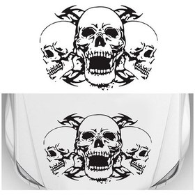 Resim Sones D-923 Üç Kafatası Desen Araba Modifiye Dekoratif Etiket Siyah 