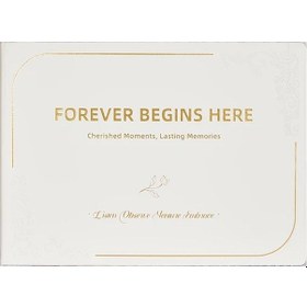 Resim Gaojunshop01 Beyaz B5 Yatay Çizgili Düğün Anı Defteri - Fotoğraflı Dıy Misafir Kitabı 