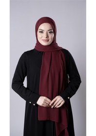 Resim Hürrem Bone Bordo Pratik Hazır Geçmeli Şal Şifon Kumaş Hijab Bone 3009 16 
