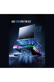 Resim E&D Collection Rever Gaming Laptop Notebook Soğutucu Stand Telefon Tutucu Stant 2200RPM RGB Işıklı Led Display 