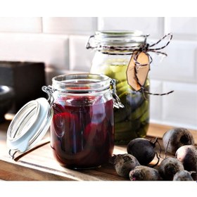 Resim Vakum Kapaklı Cam Kavanoz Meridyendukkan Şeffaf 1.8 Litre Contalı Kavanoz 