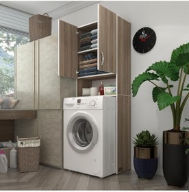 Resim Kenzlife Çamaşır Makinesi Dolabı Sinem Crd 180*066*30 Banyo Kiler Kapaklı Arkalıklı Çok Renkli 