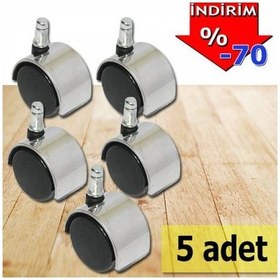 Resim Depolife Koltuk Ayağı Sandalye Tekerleği Ofis Koltuğu Tekerleği 5 Ad Krom 