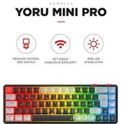 Resim Rampage YORU Mini PRO Siyah/Gri 2.4ghz+BT5.0+Type-C 5 Bağlantı OUTEMU Red Swich Q Mekanik Gaming Oyuncu Klavye RGB 