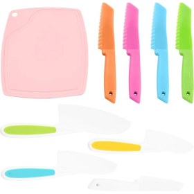 Resim Maggiei Parça Çocuk Yemek Seti, Plastik Çocuklar Için Güvenli Pişirme Şef Bıçakları ve Kesme Tahtası, Çocuk Meyve Salatası Bıçakları (Yurt Dışından) 