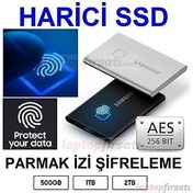 Resim Samsung T7 Touch Parmak izi Sifreli 1TB MU-PC1T0K/WW 1050MB-1000MB/Sn USB 3.2 Gen2 Harici SSD Siyah 3 YIL Samsung TR Garantili 