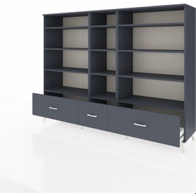 Resim Hyperion Dolap 12 Raflı 3 Çekmeceli 220x44x163 Antrasit-antrasit Antrasit-antrasit 