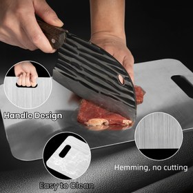 Resim 2025 Premium Paslanmaz Çelik Kesme Tahtası - Çift Taraflı, Dayanıklı ve Etasyonlu (Etler, Meyveler & Sebzeler için) Bulaşık Makinesine Uygun, Çoklu Boyutlar Mevcut 