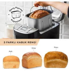 Resim Karaca 15 Program 1500 gr Kapasite Premium Hamur Yoğurma ve Ekmek Yapma Makinesi 45 Farklı Tarifli Kitapçık 