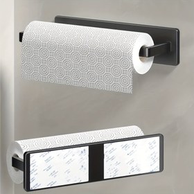 Resim Duvara monte edilebilen Mutfak Depolama Rafı - Kağıt Havlu Tutucu ile - Baharatlar, Mutfak Araçları ve Plastik Sarma için Siyah Metal Düzenleyici - Modern Mutfaklar için Yerden Tasarruf Sağlayan Tasarım, Mutfak Düzenleyicileri ve Depolama 
