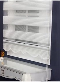 Resim I Geniş Pliseli Zebra Stor Perde Etek Dilimli (Alüminyum Kasa Metal Ayak) matbeyaz, Beyaz, 65 x 200 