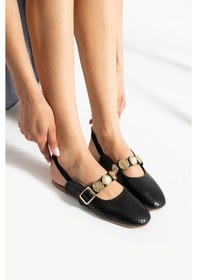 Resim Luwe Hafif Ses Yapmaz Toka Detaylı Hava Alabilen Günlük Ev Ofis Kadın Babet Siyah 