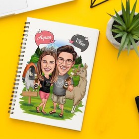 Resim Doğada Bira Keyfi Yapan Çiftler Karikatürlü Defter 