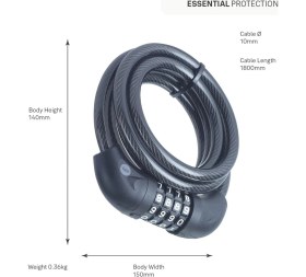 Resim Yale Yale Essential Kablolu Bisiklet Kilidi 1800MM Şifreli YCC0101802 