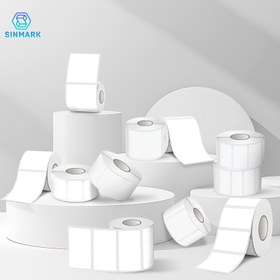 Resim SINMARK 2 Rulo Etiket Baskı Kağıdı, Kendinden Yapışkanlı, Beyaz Etiket Kağıdı, SK20/SK27/SK35/SK45/SK58/M110 ve Diğer Etiket Baskı Makineleri için Uygun 