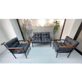 Resim Balkon-bahçe-kafe Çay Seti Koltuk Oturma Takımı-oturma Grubu Miami Siyah 