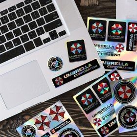 Resim 2 adet Not Defteri Sticker Laser Etkisi Küçük Şemsiye Desenli Dekoratif Stickerler / Yüksek Sıcaklık Dayanımı / Su Geçirmez / Arabalar, Oyun Konsolları ve Not Defterleri için Dekorasyon için Kullanılabilir / İz Bırakmadan Çizilebilir 