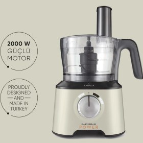Resim Karaca Mastermaid Power Essential Soft Cream Mutfak Robotu, Blender Seti 2000w 