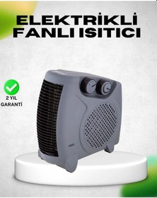 Resim Fanlı Elektrikli Isıtıcı Termostatlı Güvenli Yanmaz Plastik Gövde 