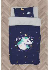 Resim Mekta Home Bebek Ve Çocuk Odası Lacivert Unicorn Desenli Nevresim Takımı 