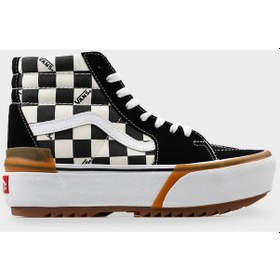 Resim Vans Checkerboard Sk8-hı Stacked Kadın Sneaker Vn0a4btwvlv1 Vn0a4btwvlv1 Sbe Siyah-beyaz Siyah - Beyaz 