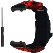 Resim Symbee Amazfit T-rex 2 İçin Çok Fonksiyonlu Dış Mekan Kurtarma Taktiksel Bant, Ayarlanabilir Bant, Kırmızı-siyah Kamuflaj 