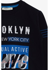 Resim Breeze Erkek Çocuk Sweatshirt Yazı Baskılı 7-12 Yaş, Lacivert 